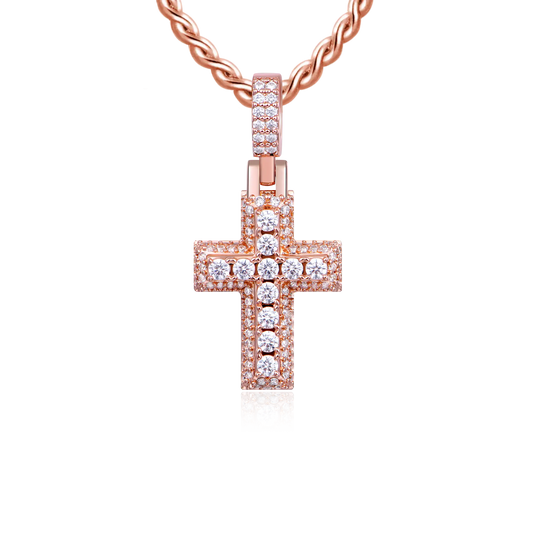 Colgante Cruz de Diamentes con oro rosa