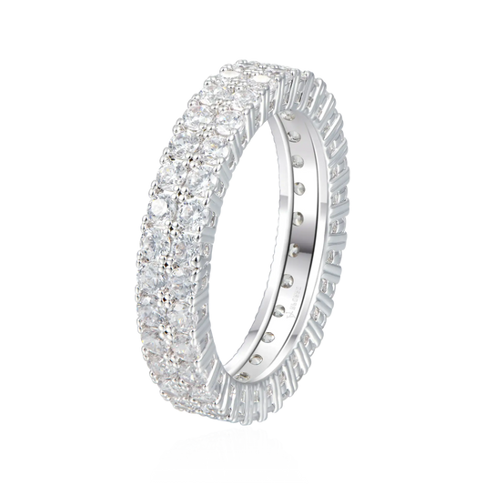 Anillo de tenis de doble fila helada